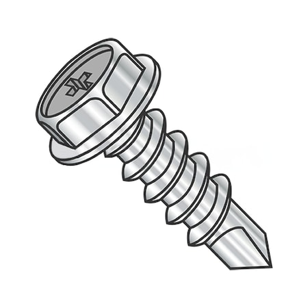 Usa Industrials Self-Drilling Screw, #10-16 x 1 in, Plain 18-8 Stainless Steel Flange Hex Head External Hex Drive BULK-SCRW-10753